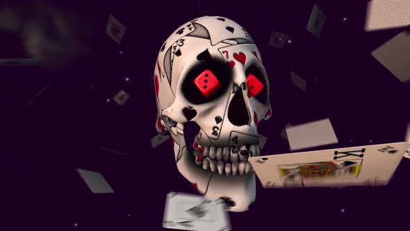 4K Poker Skull with cards