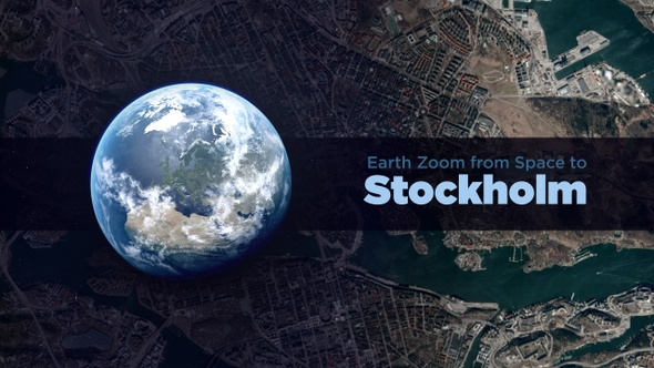 Stockholm (Sweden) Earth Zoom to the City from Space