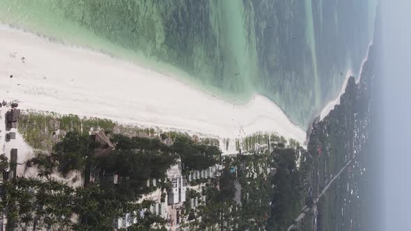 Zanzibar Tanzania  Vertical Video of the Ocean Near the Coast Slow Motion