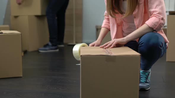 Office Employees Packing Equipment and Stuff for Removal, Business Expansion