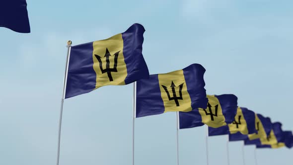 Barbados  Row Of Flags 