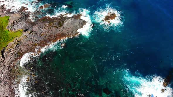 rugged coastline and bay on rishiri island