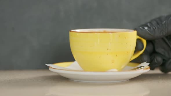 Barista Makes Coffee on a Coffee Machine