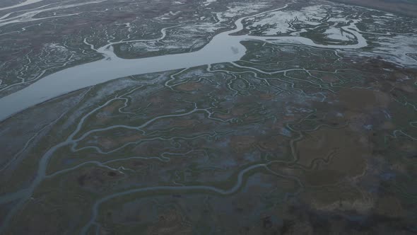 Aerial view of Scheldt river, Nieuw-Namen, The Netherlands.