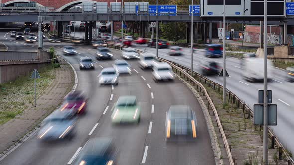 Day Time Lapse of city highway traffic, Berlin, Germany