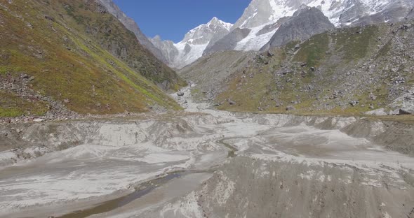 View of Himalayan Hills Himalayan Mountainous River and Himalayan Peaks