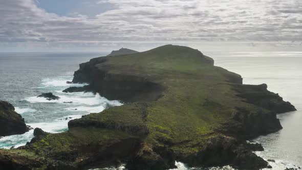 Aerial Footage of the Basal Plate with Rare and Endemic Plants Within the Island