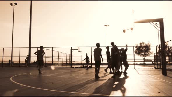 Basketball Match During Sunset