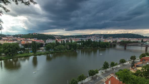 View of Prague Timelapse From the Observation Deck of Visegrad