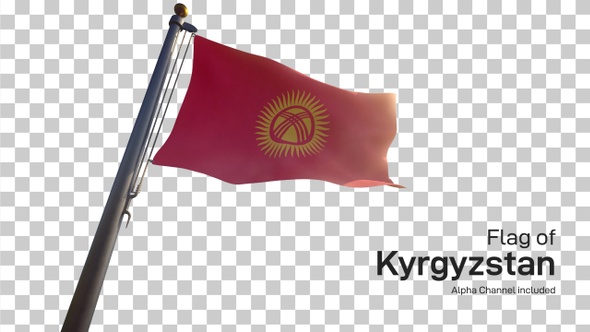 Kyrgyzstan Flag on a Flagpole with Alpha-Channel