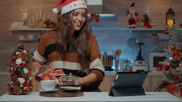 Smiling Woman Using Video Call Technology for Presents