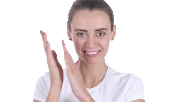 Applauding Beautiful Woman Clapping