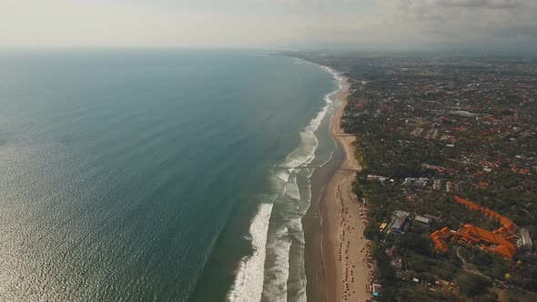Aerial View Beautiful Beach Bali Kuta