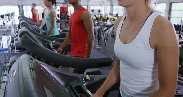 Working out at a gym