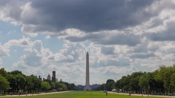 Billowing clouds above Washington Monument - Time lapse