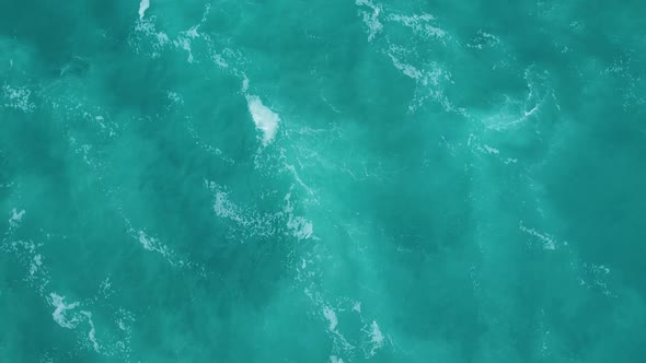 Clear Ocean Water Powerful Stormy Sea Waves Aerial View of Pure Water Texture Water Element