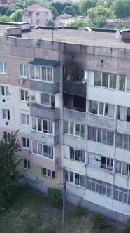 Vertical Video of a Makariv Ukraine a Building Destroyed By the War