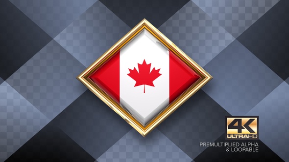 Canada Flag Rotating Badge 4K Looping with Transparent Background