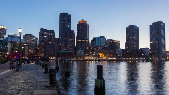 4K Night timelapse of Boston skyline - Massachusetts - USA