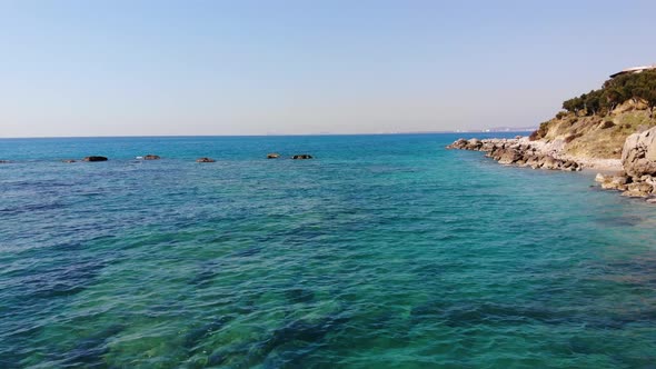 Aerial View of Beautiful Costal Shore in Vlore Albania