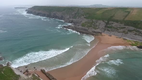 aerial view of a coast sea in Cantabria Spain