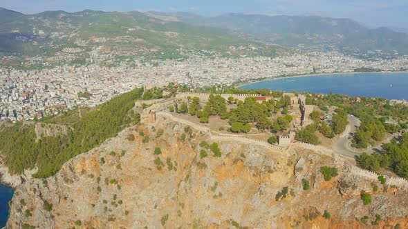 Alanya Castle  Alanya Kalesi Aerial View of Mountain and City Turkey