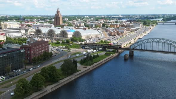 Beautiful Sunny Day with Clouds Going Over the Center of the City