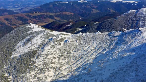 Landscapes of the Carpathian Mountains Covered with Large Stone Ledges in Ukraine Near the Village