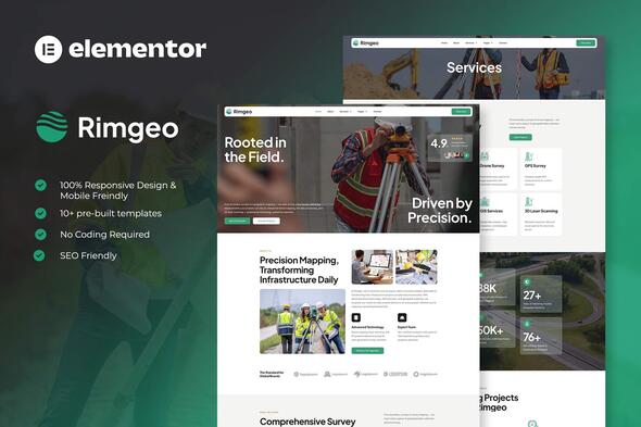Rimgeo - Land Surveying & Digital Mapping Elementor Pro Template Kit