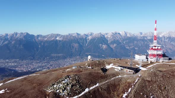 Patscherkofel Mountain Station, Innsbruck Tyrolean Alps, Aerial Reveal