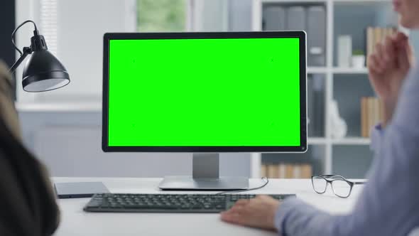 Women Chroma Key Screen Office