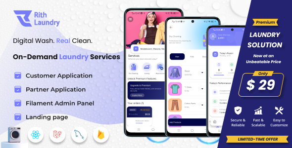 Rith Laundry - Complete Laundry Solution | Customer, Partner App & Admin Panel