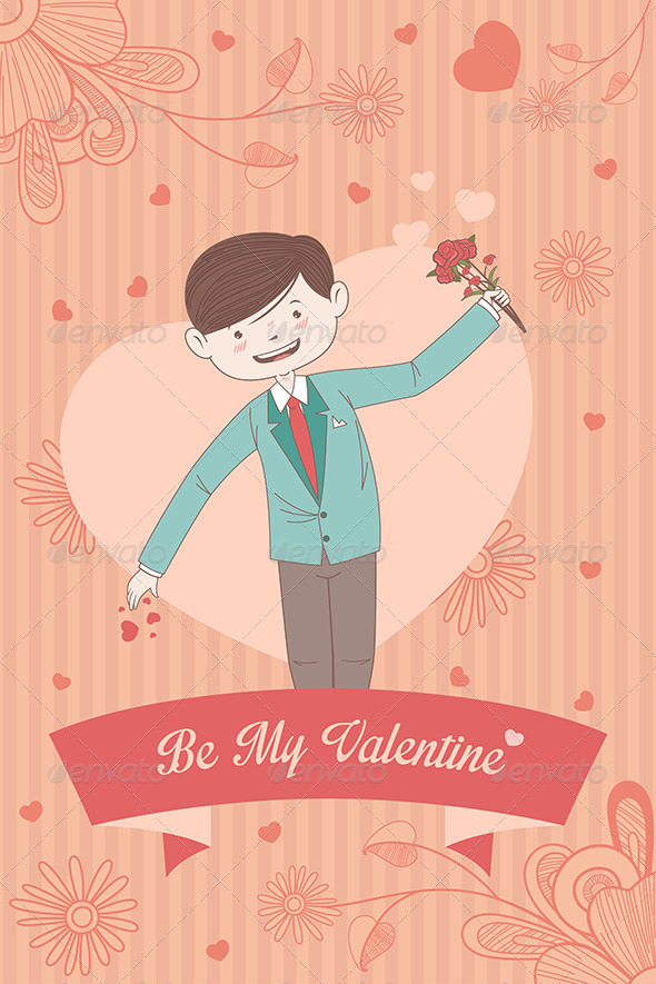Valentine Card with Be My Valentine Words