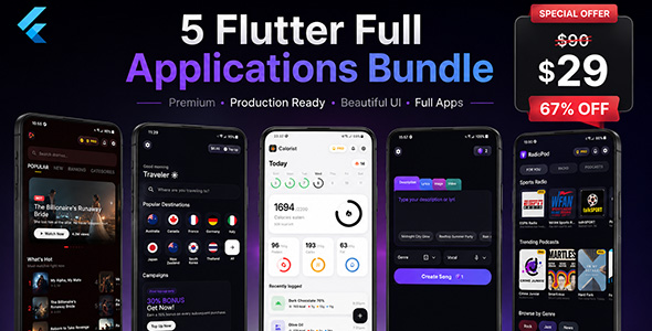 Flutterlify | 5 Flutter Mobile Apps Bundle