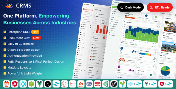 CRMS - CRM, Sales, Property CRM, Accounts & Business Admin Dashboard Template