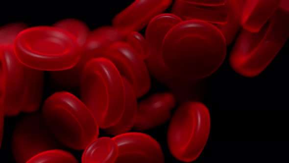 Close-up simulation of blood cells in onanism