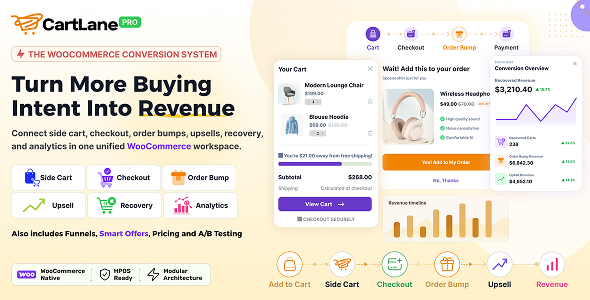 CartLane - WooCommerce Upsells, Order Bumps, Funnels & Cart Recovery
