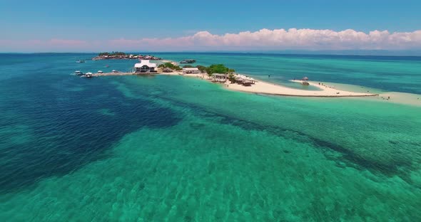 Flight Over the Island. Pandanon Island. Cebu. 03.2016. Aerial 