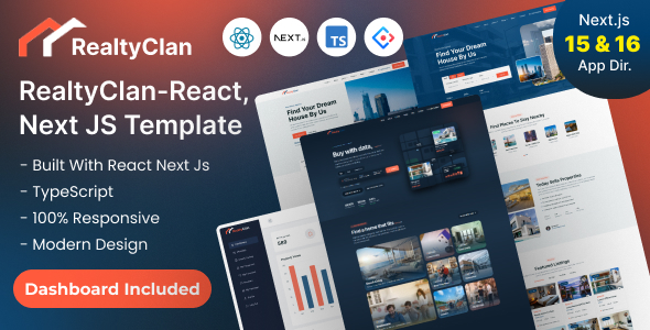 Realtyclan – Real Estate React Next JS Template & Dashboard.