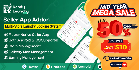 ReadyLaundry Seller App | Store App | Provider App | Vendor App Addon