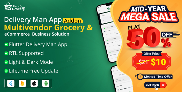 Ready Grocery Delivery Man App | Rider App | Delivery App Addon
