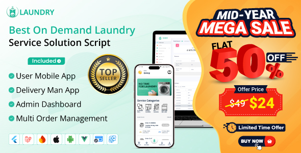 Best laundry app with Admin panel | Laundry booking system | Quick wash | On-Demand Laundry