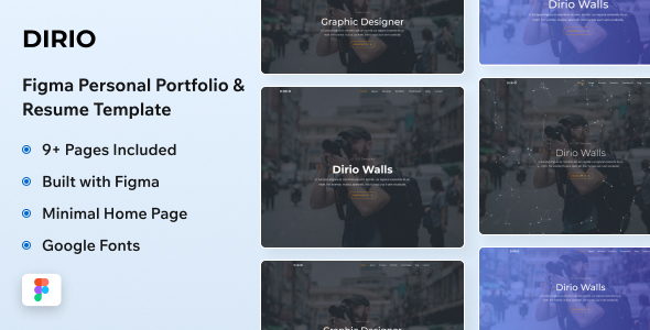 Dirio - Figma Personal Portfolio & Resume Template