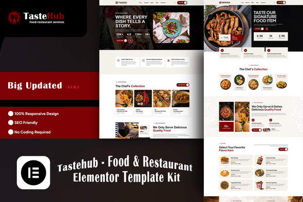 Tastehub - Food & Restaurant Elementor Template Kit