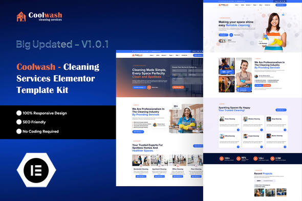 Coolwash - Cleaning Services Elementor Pro Template Kit