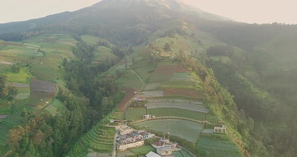 Nepal van Java small village in the slope of mount Sumbing, Indonesia