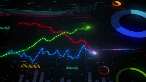 Growing lines chart graph