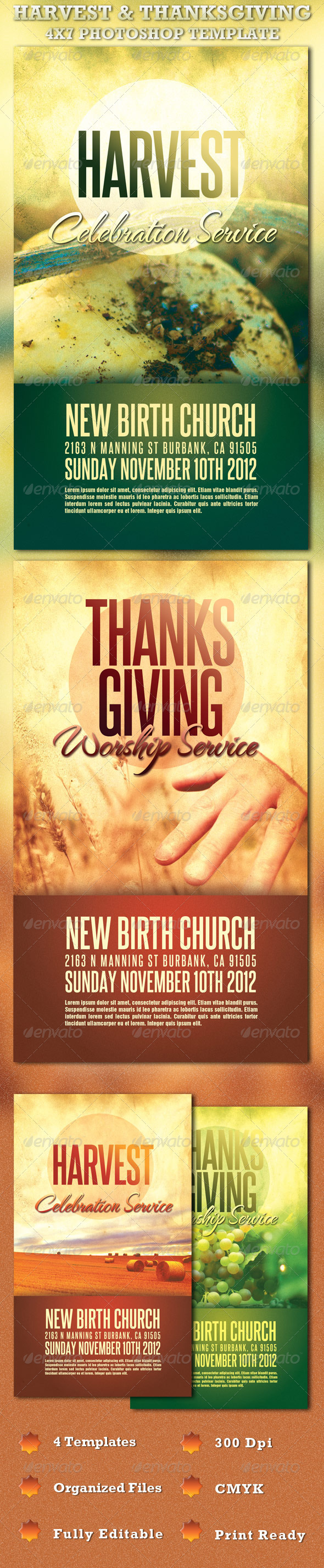 Harvest and Thanksgiving Church Flyer Template