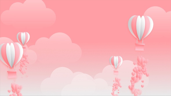 Valentines Day Moving Balloons and Dropping Hearts Background
