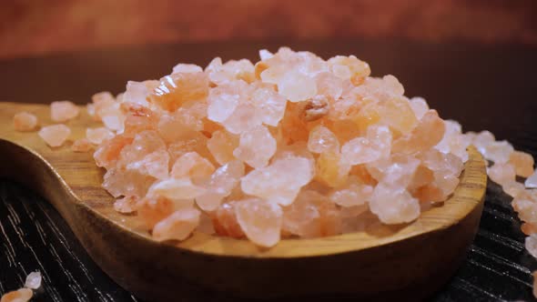 Himalayan Pink Salt in a Wooden is Used to Flavor Food